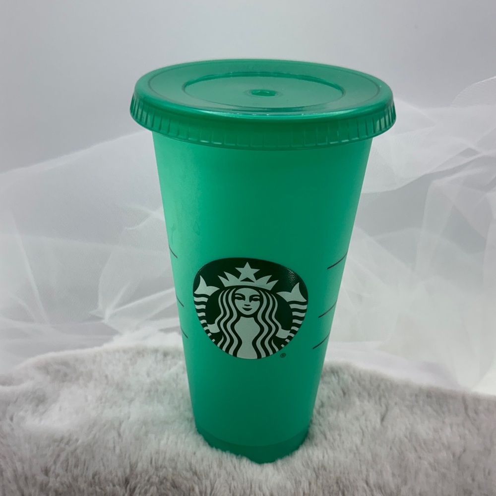 Starbucks Turquoise Plastic Reusable Cold Cup with Logo - Picture 2 of 7